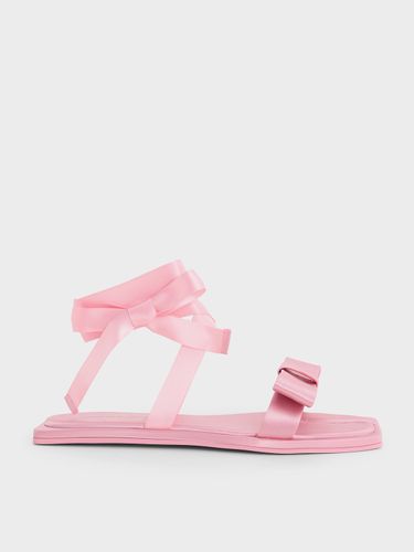 Charles & Keith - Satin Bow Tie-Around Flat Sandals - Charles & Keith - Modalova