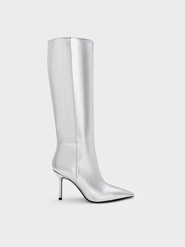 Charles & Keith - Metallic Pointed-Toe Stiletto-Heel Knee-High Boots - Charles & Keith - Modalova