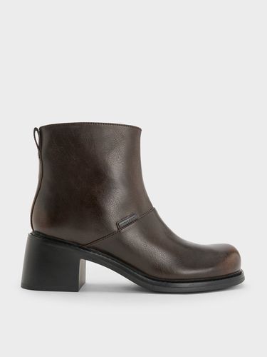 Charles & Keith - Stitch-Trim Block-Heel Ankle Boots - Charles & Keith - Modalova