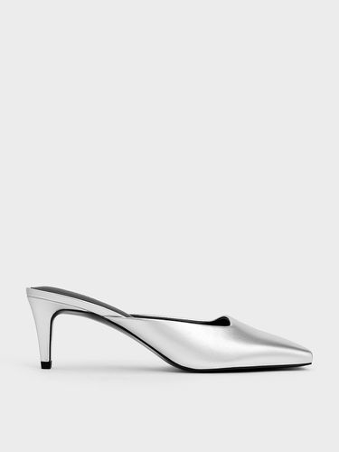 Charles & Keith - Metallic Square-Toe Blade-Heel Mules - Charles & Keith - Modalova