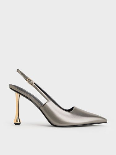 Charles & Keith - Metallic Sculptural-Heel Pointed-Toe Pumps - Charles & Keith - Modalova