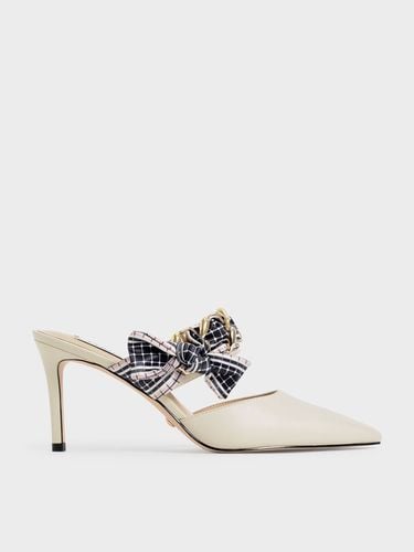 Charles & Keith - Printed Fabric Bow Leather Mules - Charles & Keith - Modalova