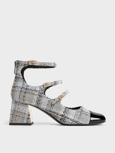 Charles & Keith - Tweed Triple-Strap Cap-Toe Mary Jane Pumps - Charles & Keith - Modalova