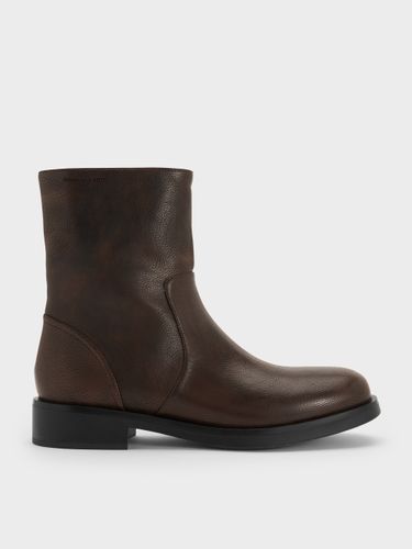 Burnished Side-Zip Ankle Boots - Charles & Keith - Modalova