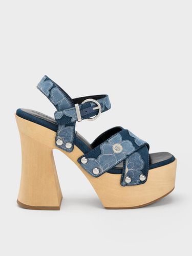 Charles & Keith - Tabitha Floral Denim Crossover Sandals - Charles & Keith - Modalova