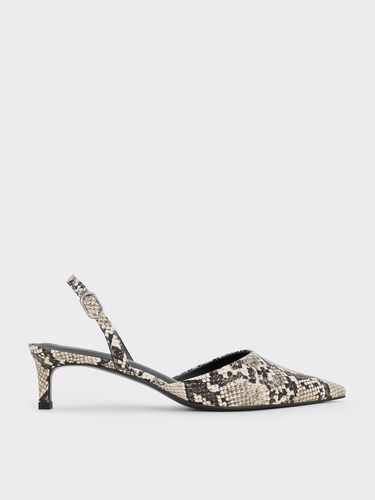 Charles & Keith - Snake-Print Pointed-Toe Slingback Kitten Heels - Charles & Keith - Modalova