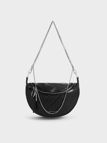 Charles & Keith - Philomena Crinkle-Effect Half-Moon Crossbody Bag - Charles & Keith - Modalova