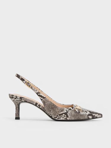 Charles & Keith - Leslie Snake-Print Metallic-Accent Slingback Pumps - Charles & Keith - Modalova