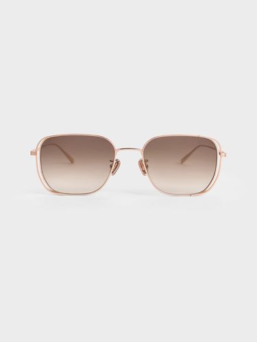 Charles & Keith - Metallic-Rim Rectangular Sunglasses - Charles & Keith - Modalova