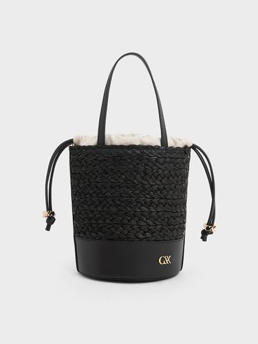 Charles & Keith - Leather & Raffia Bucket Bag - Charles & Keith - Modalova