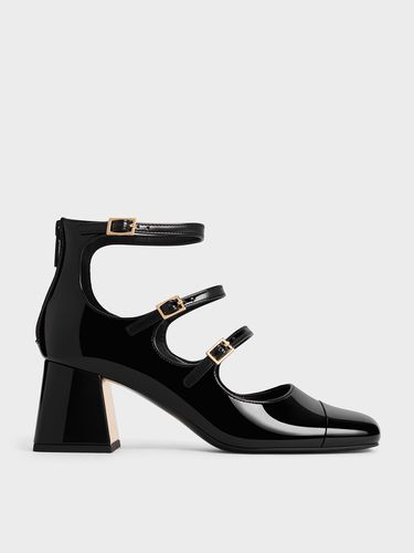 Charles & Keith - Patent Triple-Strap Cap-Toe Mary Jane Pumps - Charles & Keith - Modalova