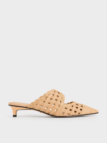 Charles & Keith - Raffia Kitten-Heel Pointed-Toe Mules - Charles & Keith - Modalova