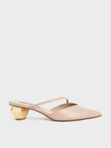 Charles & Keith - Everly Asymmetric Strap Chrome Heel Mules - Charles & Keith - Modalova