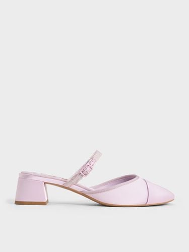 Charles & Keith - Satin Buckled-Strap Trapeze-Heel Mules - Charles & Keith - Modalova