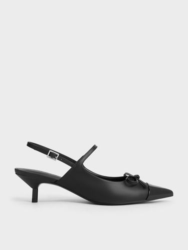 Charles & Keith - Bow Cap-Toe Kitten-Heel Slingback Pumps - Charles & Keith - Modalova