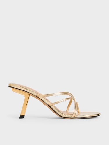 Charles & Keith - Orly Leather Metallic Strappy Slant-Heel Mules - Charles & Keith - Modalova