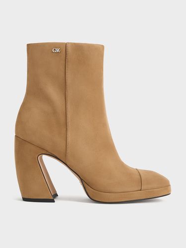 Charles & Keith - Jyll Suede Sculptural-Heel Ankle Boots - Charles & Keith - Modalova