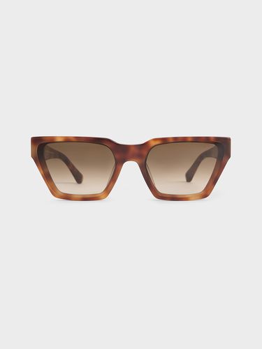 Charles & Keith - Recycled Acetate Tortoiseshell Angular Sunglasses - Charles & Keith - Modalova