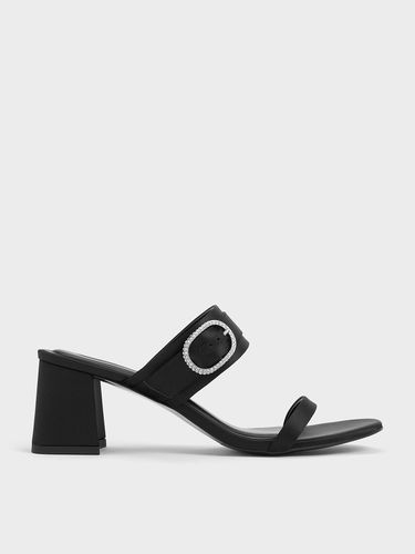 Charles & Keith - Recycled Polyester Crystal-Buckle Block-Heel Mules - Charles & Keith - Modalova