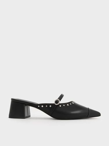 Charles & Keith - Studded Pointed-Toe Block Heel Mules - Charles & Keith - Modalova