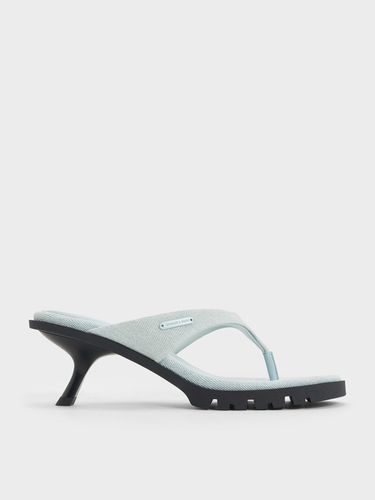 Charles & Keith - Denim V-Strap Slant-Heel Thong Mules - Charles & Keith - Modalova