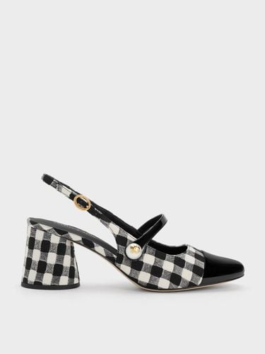 Charles & Keith - Aeryn Pearl Embellished Gingham Slingback Pumps - Charles & Keith - Modalova