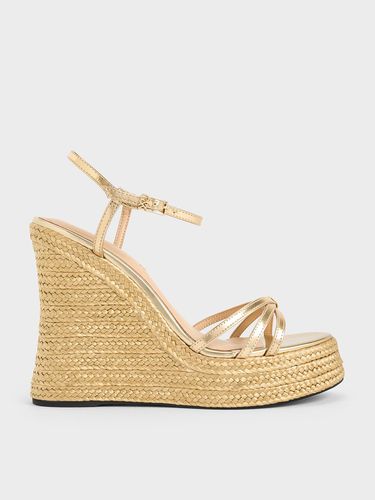 Charles & Keith - Leather Metallic Strappy Espadrille Wedges - Charles & Keith - Modalova