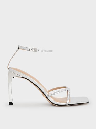 Charles & Keith - Metallic Leather & Satin Crystal-Embellished Ankle-Strap Sandals - Charles & Keith - Modalova