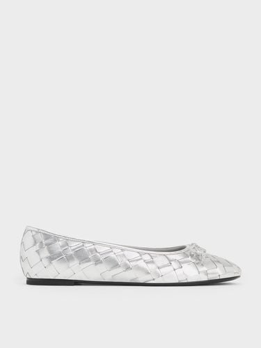 Charles & Keith - Metallic Woven Bow Ballet Flats - Charles & Keith - Modalova