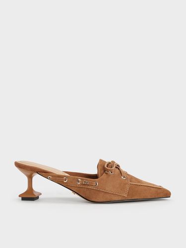 Charles & Keith - Kori Suede Lace-Up Sculptural-Heel Mules - Charles & Keith - Modalova