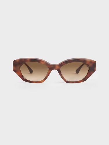 Charles & Keith - Tortoiseshell Recycled Acetate Sculptural Cat-Eye Sunglasses - Charles & Keith - Modalova