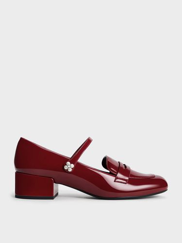 Charles & Keith - Patent Pearl-Embellished Flower-Buckle Mary Jane Loafers - Charles & Keith - Modalova