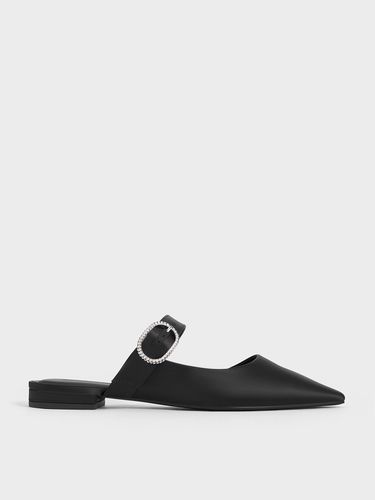 Charles & Keith - Recycled Polyester Crystal-Buckle Pointed-Toe Mules - Charles & Keith - Modalova