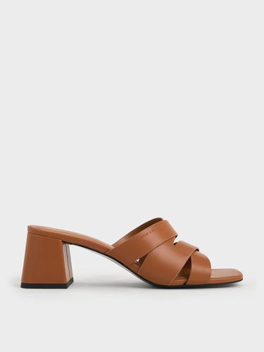 Charles & Keith - Crossover-Strap Square-Toe Block-Heel Mules - Charles & Keith - Modalova