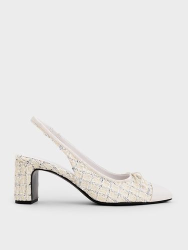 Charles & Keith - Tweed Bow Cap-Toe Slingback Pumps - Charles & Keith - Modalova