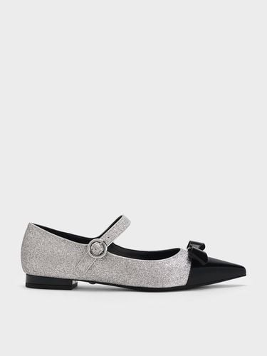 Charles & Keith - Leather Glittered Bow Mary Jane Flats - Charles & Keith - Modalova