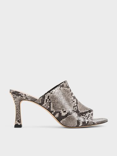 Charles & Keith - Snake-Print Round-Toe Heeled Mules - Charles & Keith - Modalova