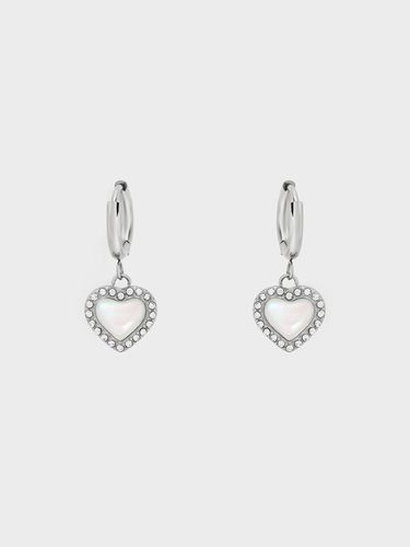 Charles & Keith - Annalise Crystal Heart-Stone Hoop Earrings - Charles & Keith - Modalova