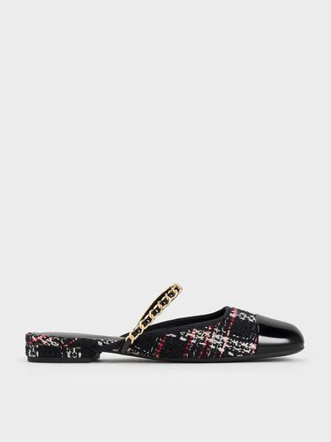 Charles & Keith - Patent & Tweed Chain-Strap Mules - Charles & Keith - Modalova