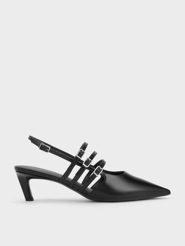 Charles & Keith - Slingback-Pumps aus Lackleder mit dreifachem Riemchen, spitzer Zehenpartie und Kitten-Absatz - Charles & Keith - Modalova