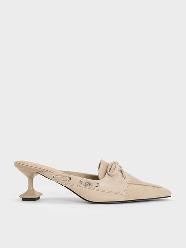 Charles & Keith - Kori Suede Lace-Up Sculptural-Heel Mules - Charles & Keith - Modalova