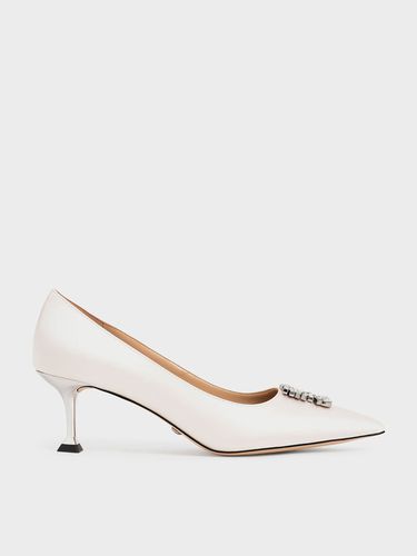 Charles & Keith - Ever Satin Gem-Embellished Kitten Heel Pumps - Charles & Keith - Modalova