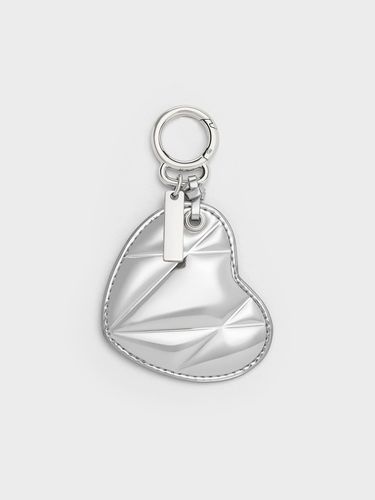 Charles & Keith - Metallic Heart Quilted Mirror Charm - Charles & Keith - Modalova