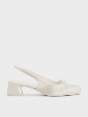 Charles & Keith - Sadira Satin Bow Square-Toe Slingback Pumps - Charles & Keith - Modalova