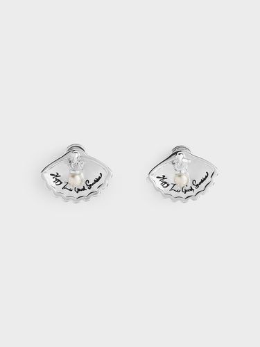 Charles & Keith - Oceana Scallop Pearl Crystal Stud Earrings - Charles & Keith - Modalova