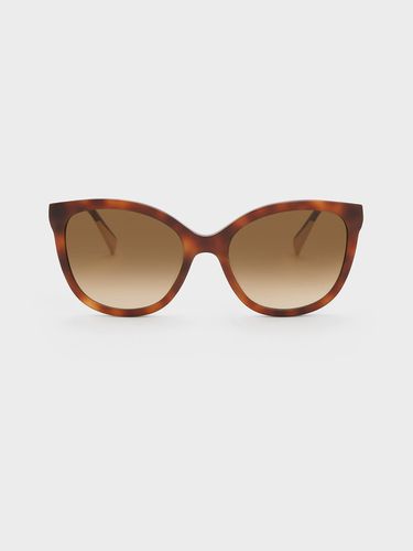 Charles & Keith - Tortoiseshell Recycled Acetate Oval Sunglasses - Charles & Keith - Modalova