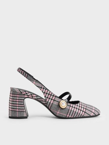 Charles & Keith - Plaid Pearl-Accent Mary Jane Pumps - Charles & Keith - Modalova