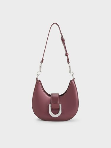 Charles & Keith - Gabine Leather Crystal-Embellished Hobo Bag - Charles & Keith - Modalova