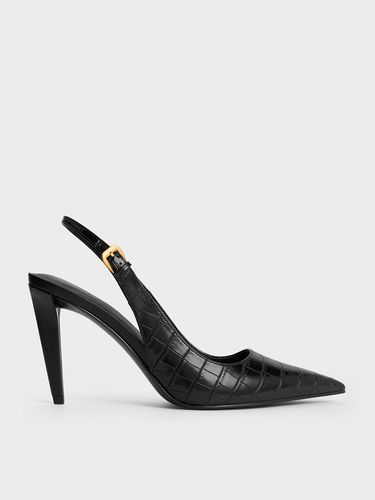 Charles & Keith - Croc-Effect Cone-Heel Pointed-Toe Pumps - Charles & Keith - Modalova