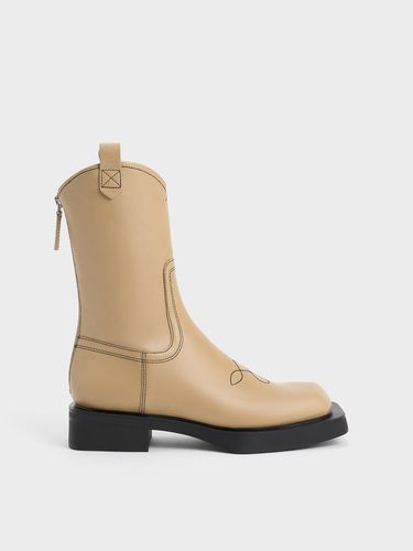 Charles & Keith - Stitch-Trim Cowboy Boots - Charles & Keith - Modalova